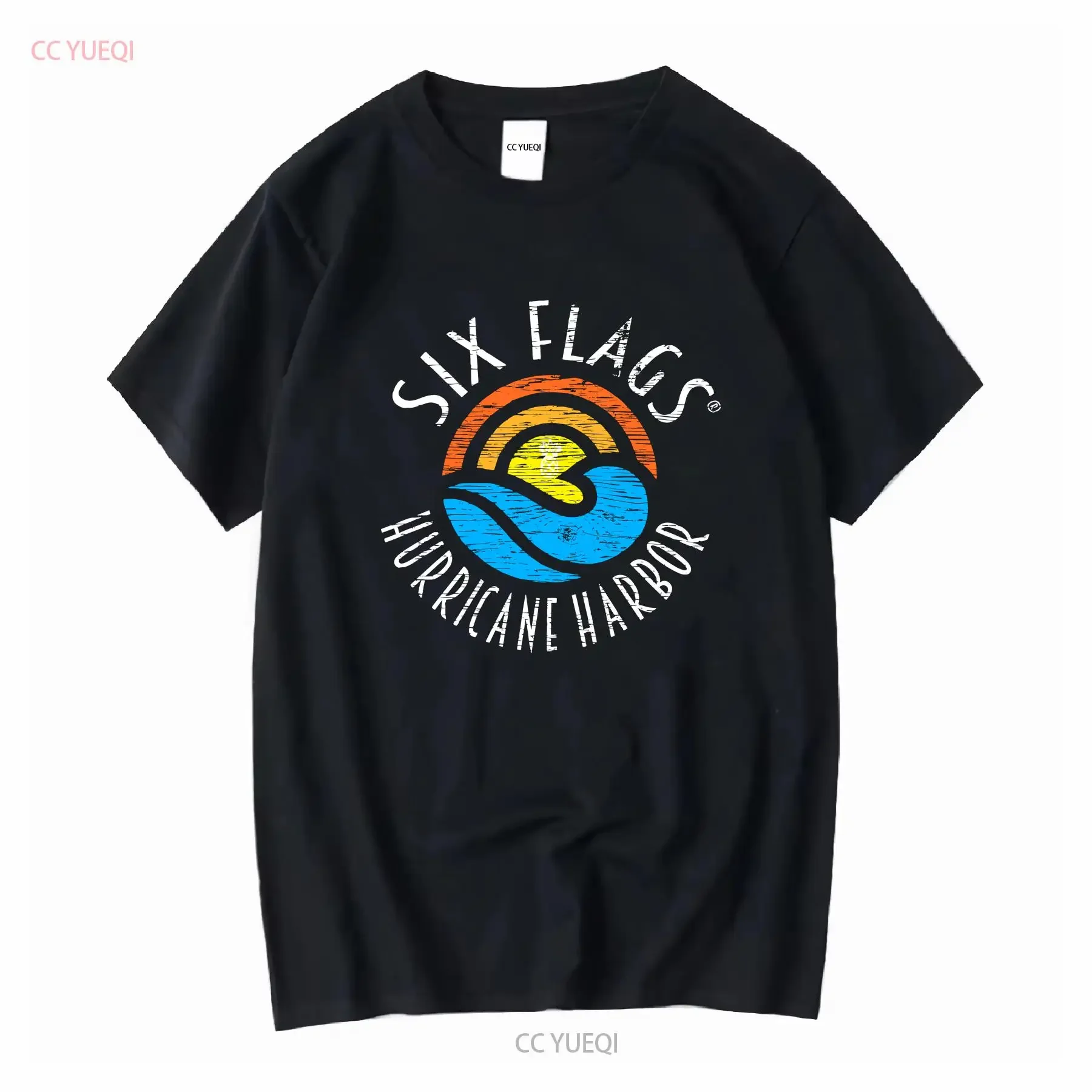 Six Flags T Shirt Men Small Blue Hurricane Harbor Theme Park long or short sleeves vintage Washed Versatile designer clothes