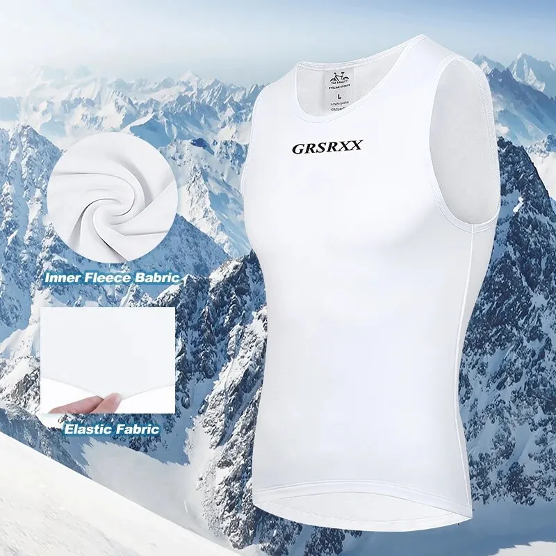 GRSRXX Winter Cycling Base Layer Sleeveless Fleece Sports Bike Jerseys Shirt Warm Bike Underwear Bicycle Vest For Men Women