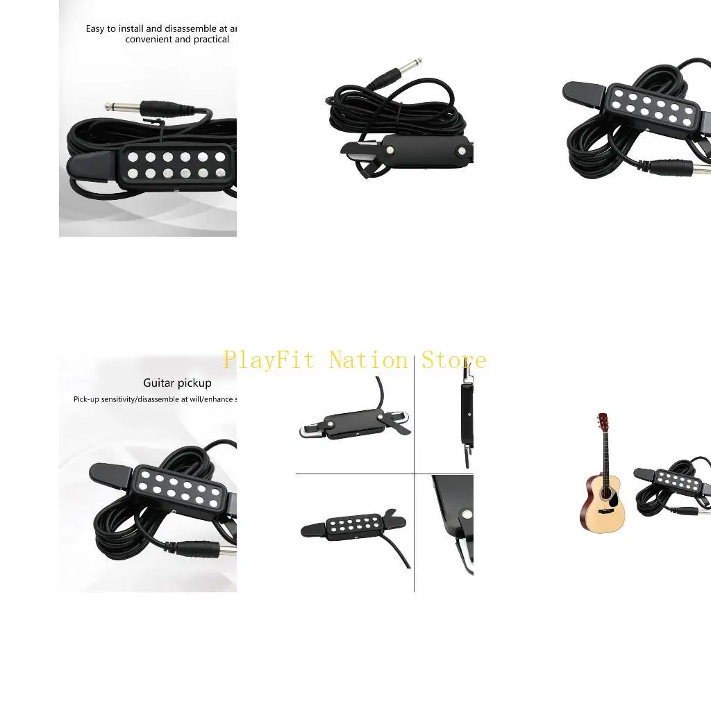 

242F Гитарный звукосниматель с 12 отверстиями, гитарный звуковой преобразователь, усилитель с кабелем 10 футов, разъемы 1/4 для
