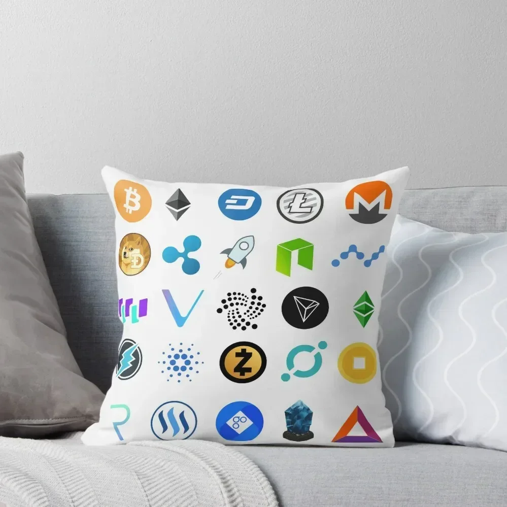 Crypto Coins Throw Pillow Cushions Home Decor Sofas Covers Luxury Sofa Cushions pillow