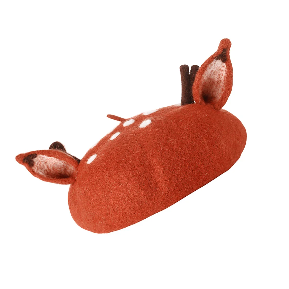 

Women Wool Beret Antlers Hat Adult Style Suitable Head Circumference 54-60cm Winter Autumn Lady Beret Warm Fashion