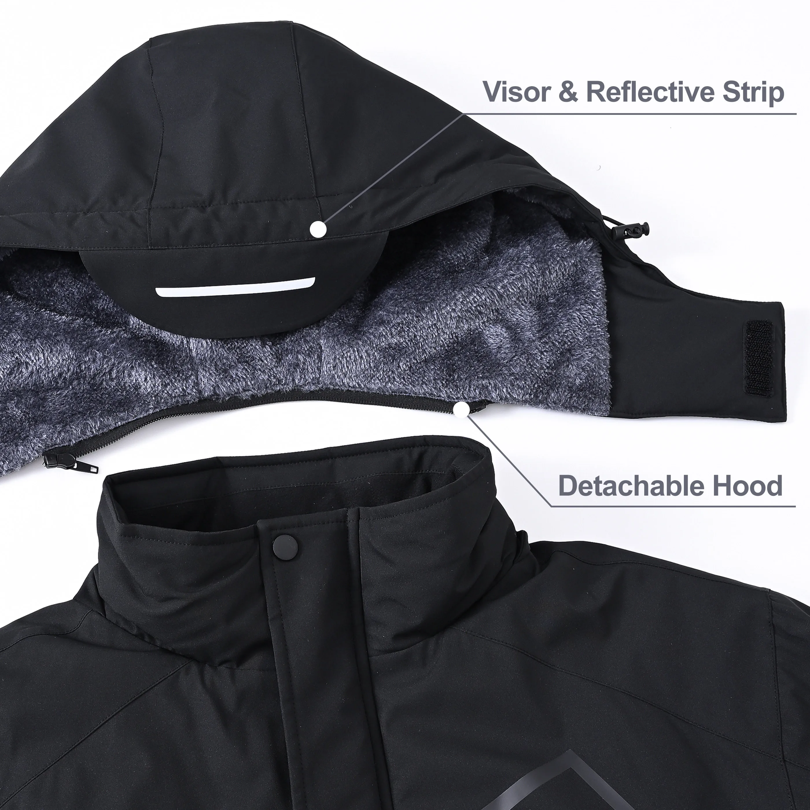 Winter Wasserdichte Winddichte Fleece-Gefütterte Jacken Herren Wanderjacken Outdoor Abnehmbare Kapuzenmäntel Ski Snowboard Oberbekleidung – Detail 15