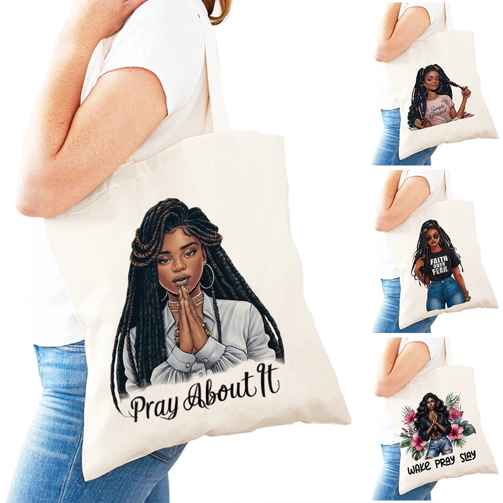 

Fashion Afrocentric Lady Shopper Bags Lightweight African Women Daily use Shoulder Handbag Empowered Black Girl Shopping Bag