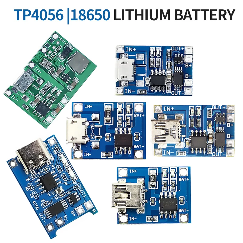 10Pcs Micro USB 5V 1A 18650 TP4056 Lithium Battery Charger Module Charging Board With Protection Dual Functions 1A Li-ion