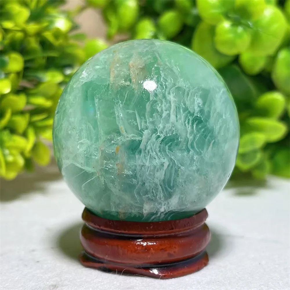 Crystal Natural Ball Reiki Minera lGreen Fluorite Sphere Spiritual Meditation Specimen Healing Home