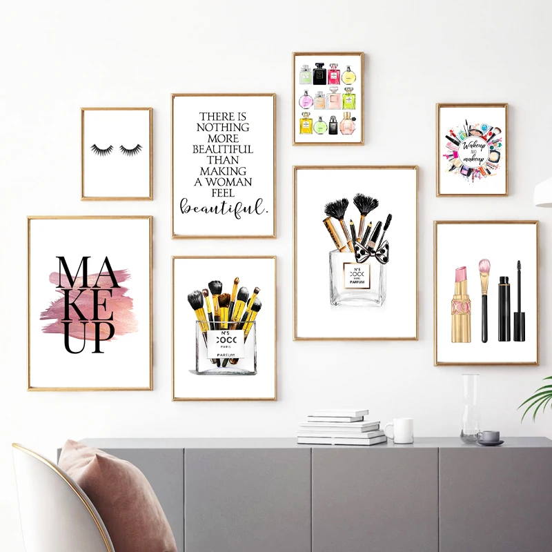 Eyelashes Fashion Print Wall Art Decor , Modern Minimalist Beauty Product Lashes Poster Canvas Painting Girl Room Makeup Art