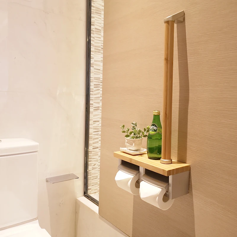 

‌ Японский держатель для бумажных полотенец, настенный ящик для хранения с ручкой, бамбуковый органайзер для ванной комнаты, подвесной диспенсер для рулона туалетной бумаги