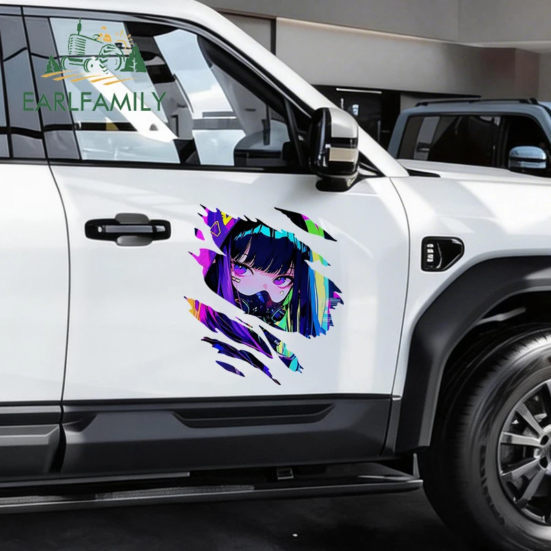 

EARLFAMILY 43cm for Tear Cyber Anime Girl Car Stickers Car Door Protector Vinyl JDM Bumper Trunk Truck Decal Car Accessories