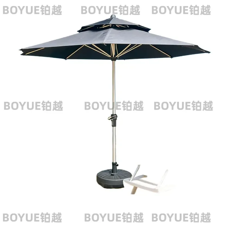 Large Aluminum Outdoor Parasol Beach Umbrella for Patio Garden Terrace Hotel Courtyard Sunshade with Central Pole Heavy Duty
