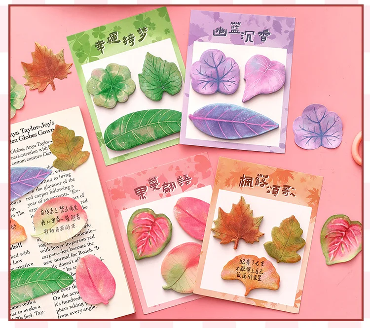 

60PC/set Simulated Leaf Combination Memo Notes Creative Message Sticky Notes Student Reward Stationery School Supplies Gift Idea