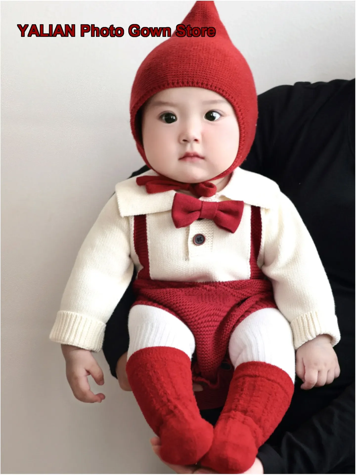 Hundred-Day Baby Clothes Baby Boy Onesie Knit Bodysuit Stylish First Birthday Outfit Fold Collar