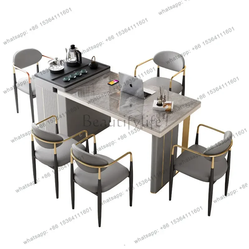 

LJYLight luxury slate tea table, modern and simple home balcony office integrated tea table