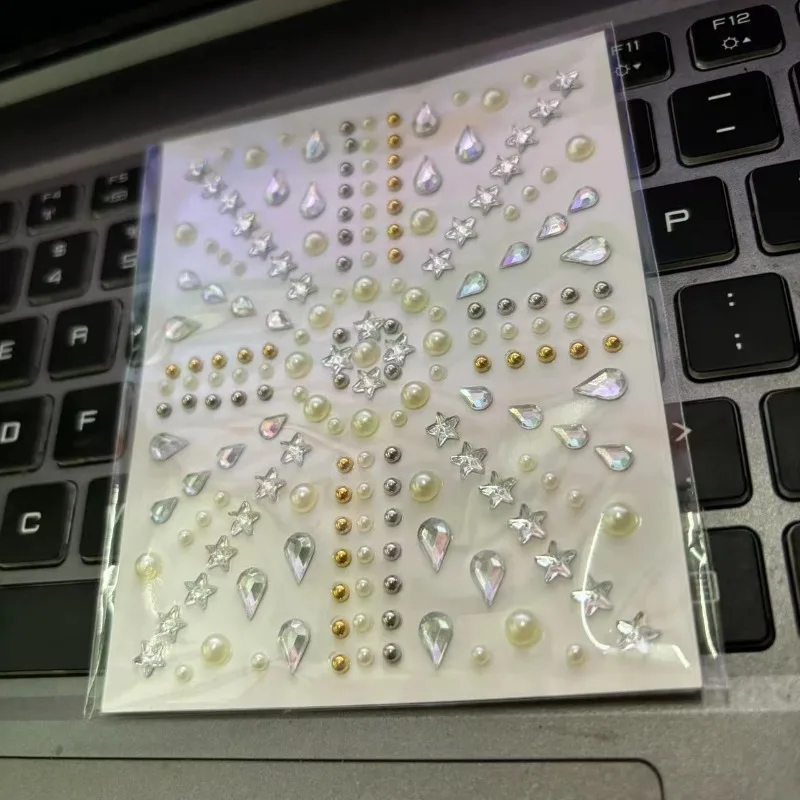 Clear Acrylic Star Drop Pearl Rhinestone Stickers Multi Size Diy Phone Case Personalization Decorations Crafts