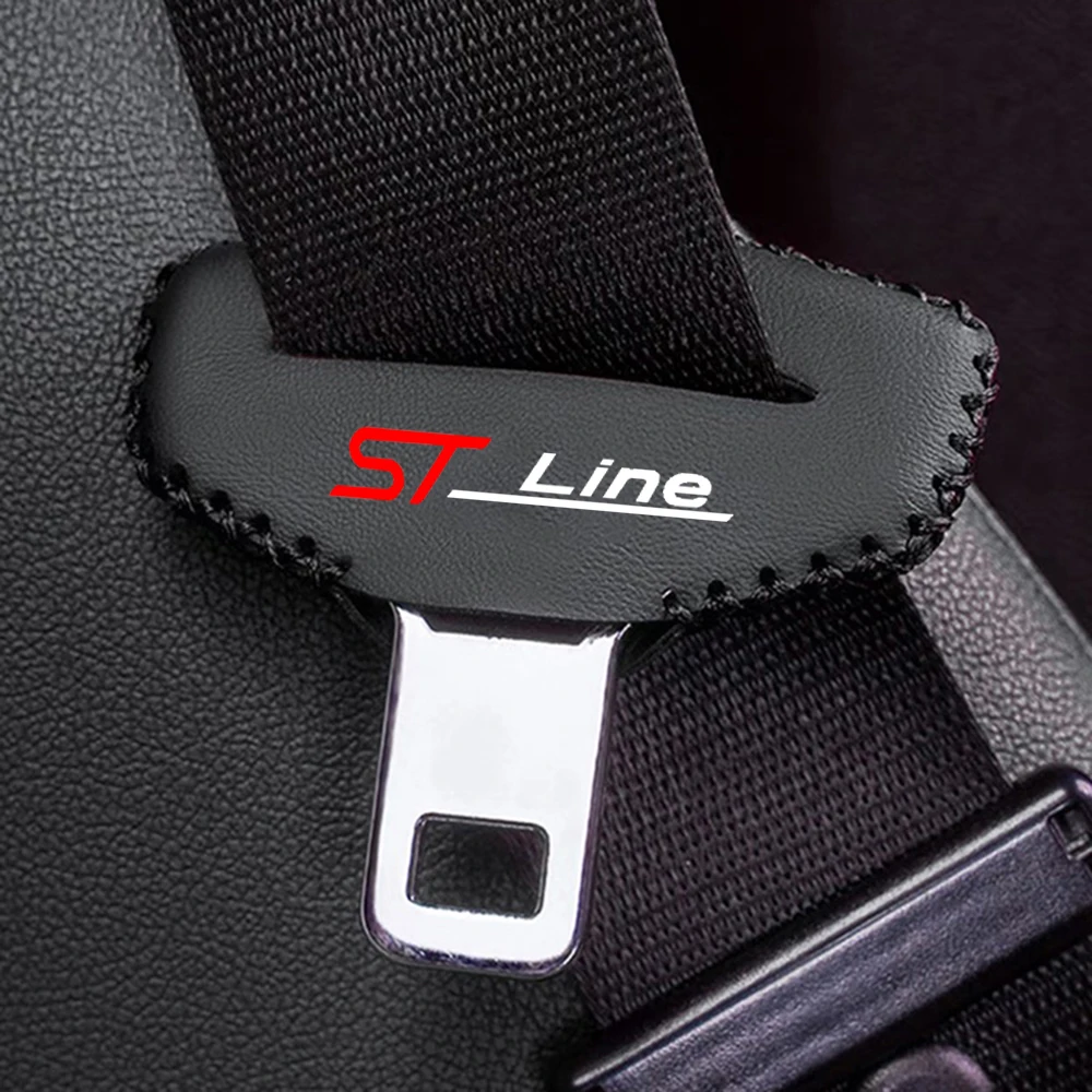 2PCS Car Safety Belt Buckle Clip Protector Covers Front Rear Seat Clips for Ford ST LINE STLINE Focus x 2 3 Kuga FIESTA Mk3 Mk4