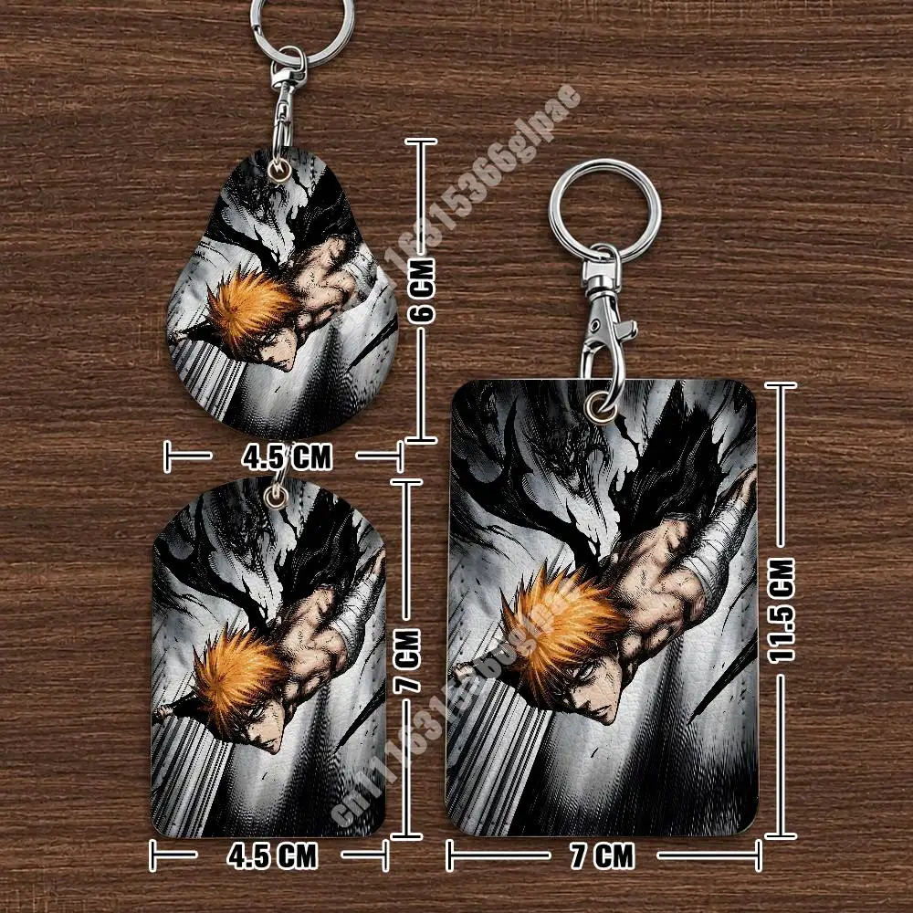 Kurosaki Ichigo & Yhwach B-Bleach Anime Leather Keychain Card Holder for Airtag & Access Cards Modern Bus Pass