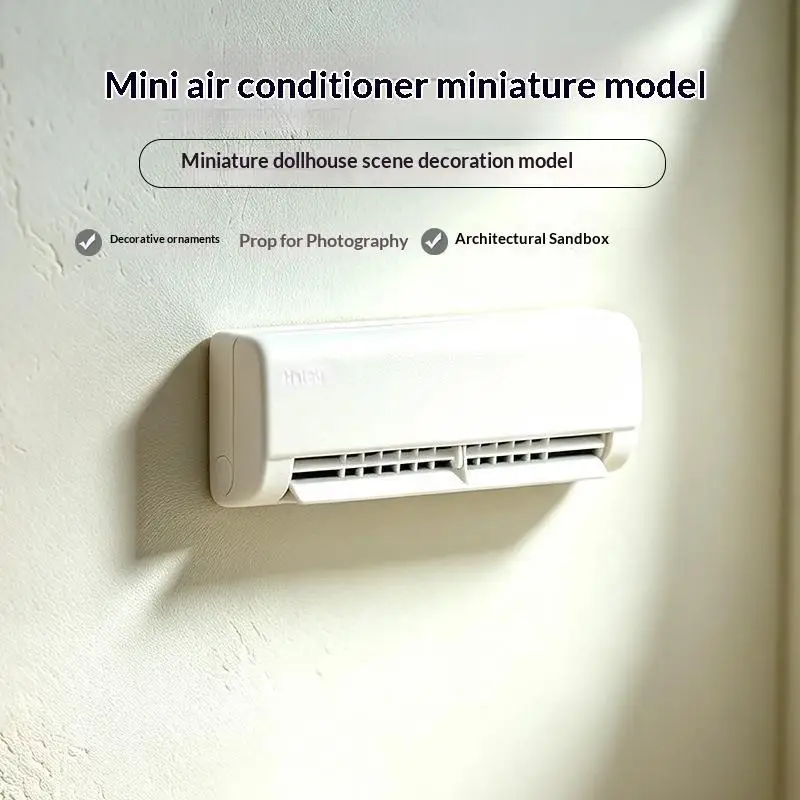 Dollhouse Miniature Air Conditioner Decor Wall Mounted 1:12 Scale Realistic Ornament for DIY Micro Scene Hobby Collectors