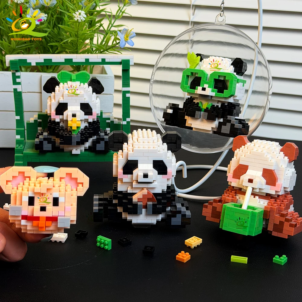 HUIQIBAO Mini Cute Panda Mouse Micro Building Blocks 3D Animal Diamond Model Bricks DIY City Construction Toys for Adult Gift - view 3