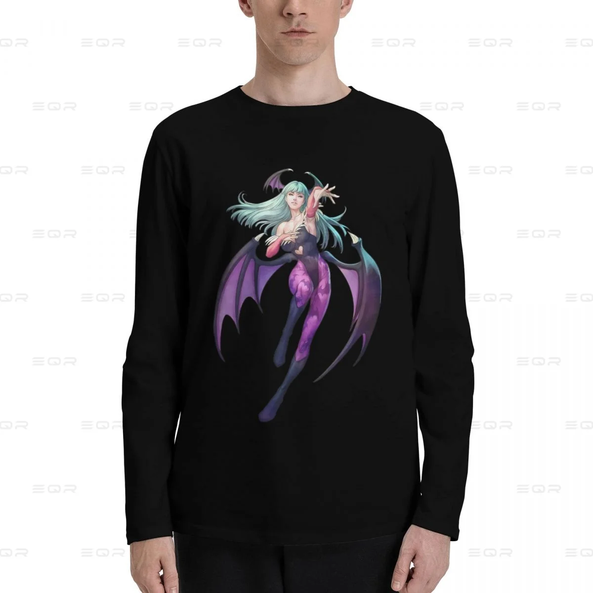 Morrigan Aensland men Cotton Digital Direct Spray printed long sleeved T-shirt,Darkstalkers fashion Unisex Tees