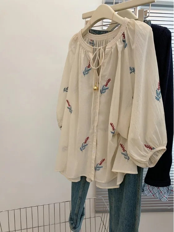 シックなプリント柄の女性用ゆったりとした怠惰なスタイルの高級軽量エイジデフングドールデザイントップ快適で通気性のあるコットン