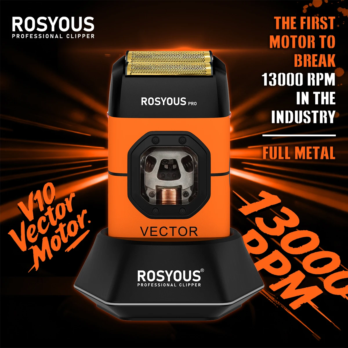 ROSYOUS RS-999 Shaving Razor Man Magnetic Vector Motor 13000RPM Full Metal with Dock 2000mAh Professional Shaver Barber Shop