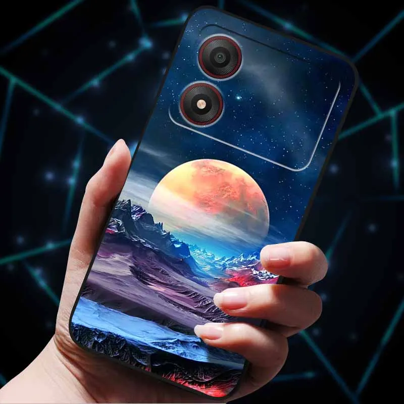 For ZTE Blade A34 4G Case Soft Silicone TPU Lovely Painted Back Cover for ZTE Blade A 34 Black Bumper for BladeA34 Protector Cat