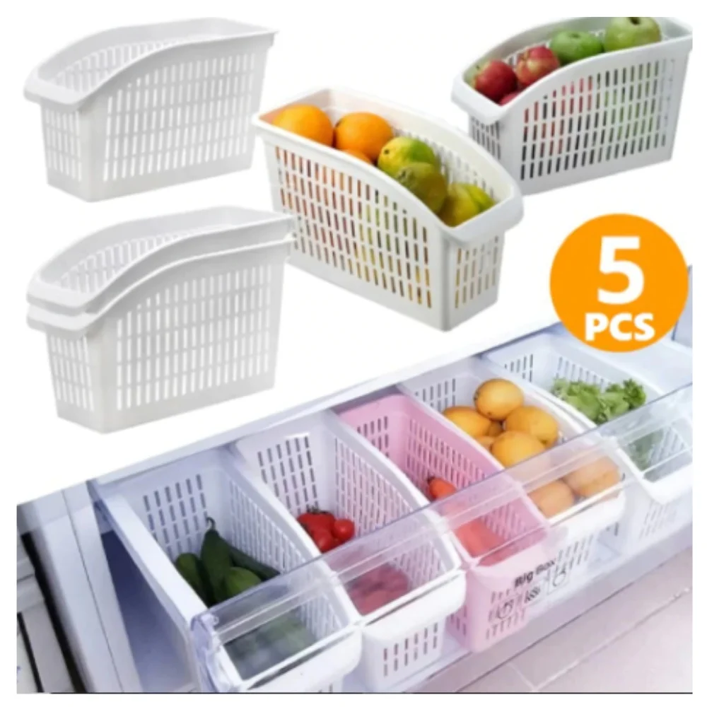 Kitchen Refrigitor Organizer Basket Container Drawner Adjustable Storage Box Retractable Drawer Fridge Rack