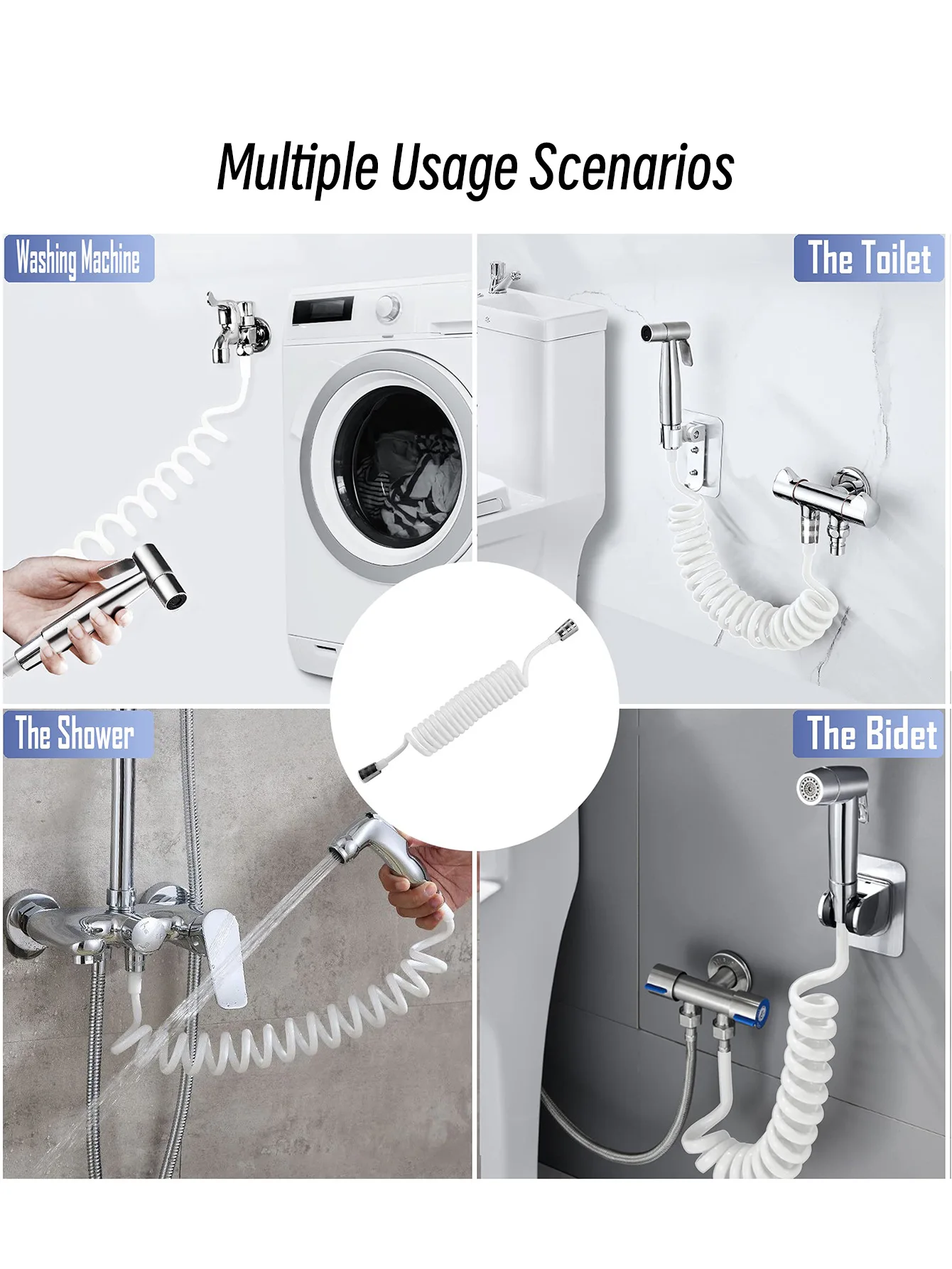 Upgraded Spring Retractable Shower Hose 1.5/2/3/5 Meters Leak-proof Rust-proof Flexible Hose Showerhead Toilet Bidet Water Pipe