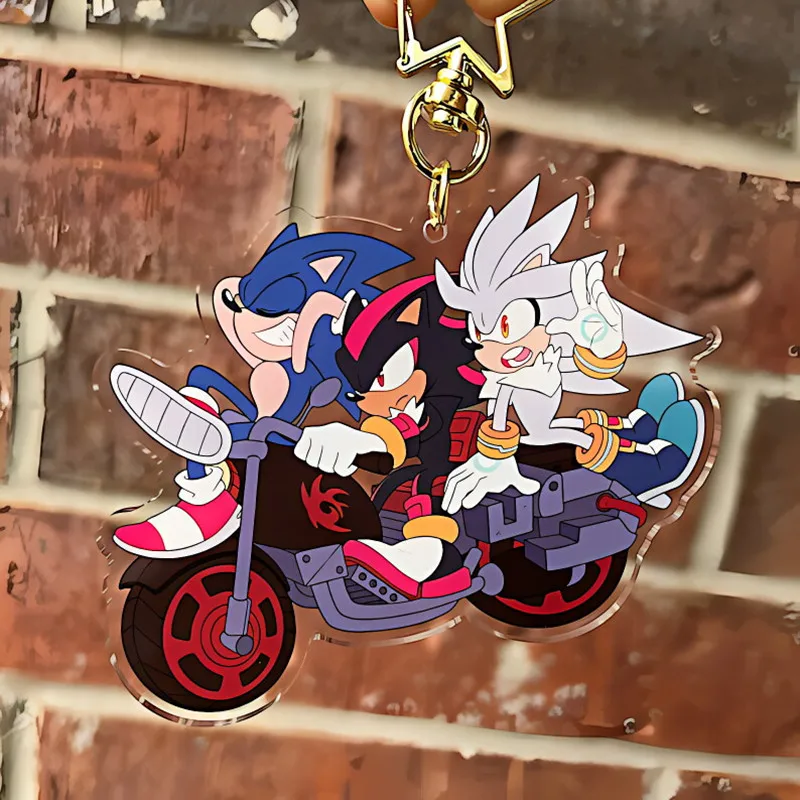 Llavero de los amigos de SANIC, el trío de dibujos animados SANY/Shadow/Silver Hedgehog, colgante de mochila con diseño de amigos adorables, colgante de juego de moda