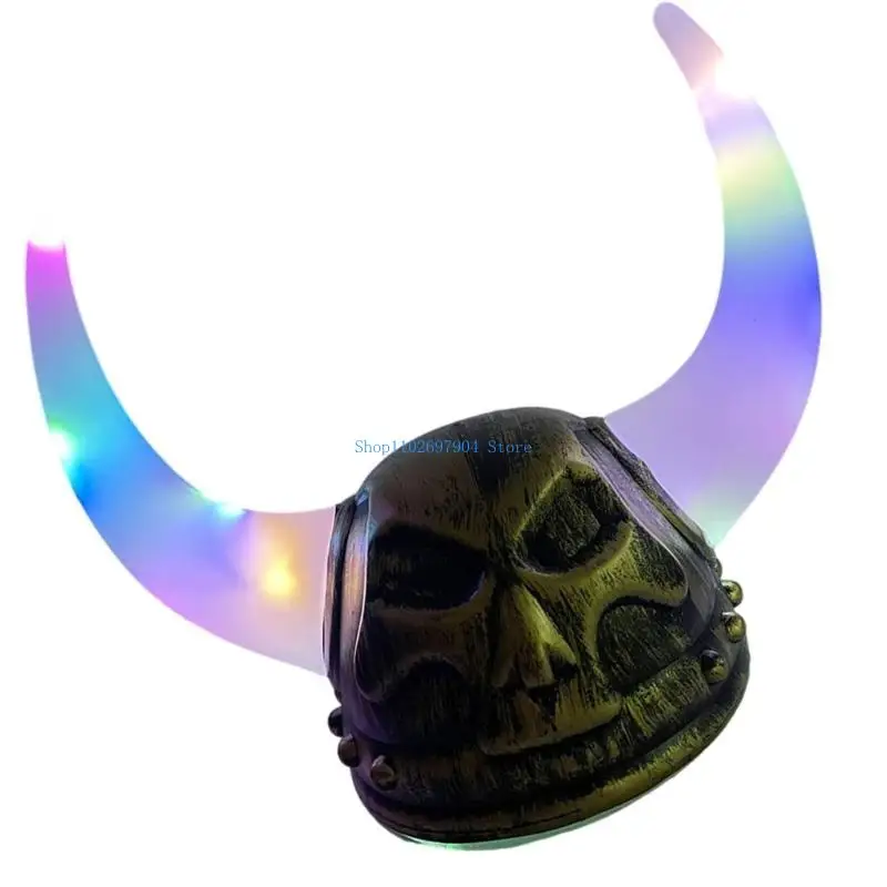N7YF Vikinges Helmets w/ Horn Norses Barbarian Hat Hat Medieval Vikinges เครื่องแต่งกาย