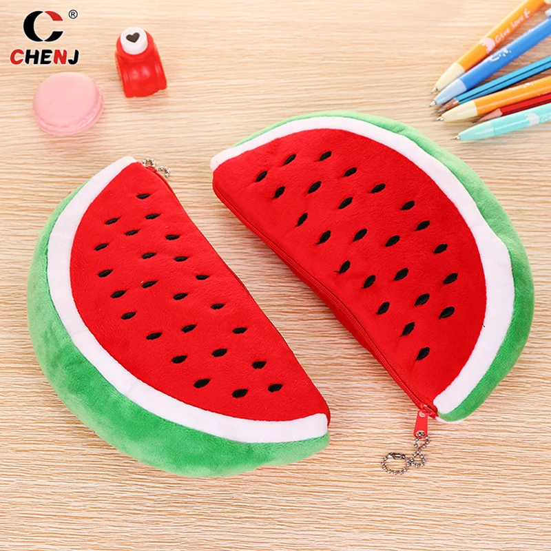 1pcs Creative Watermelon Plush Pencil Case Kawaii Pencilcase School Pen Case Bag Supplies School Box Pencils Pouch Stationery