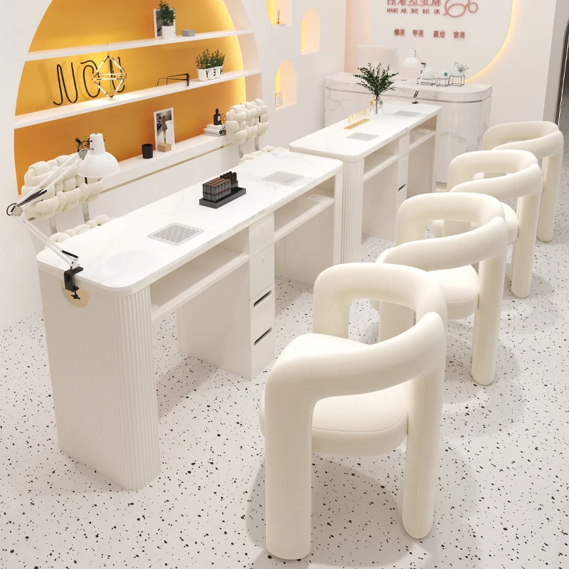 

Nordic Modern Nail Desk With Dust Collector Storage Luxury Trendy Nail Desk Premium Design Mesa De Manicurista Salon Furniture