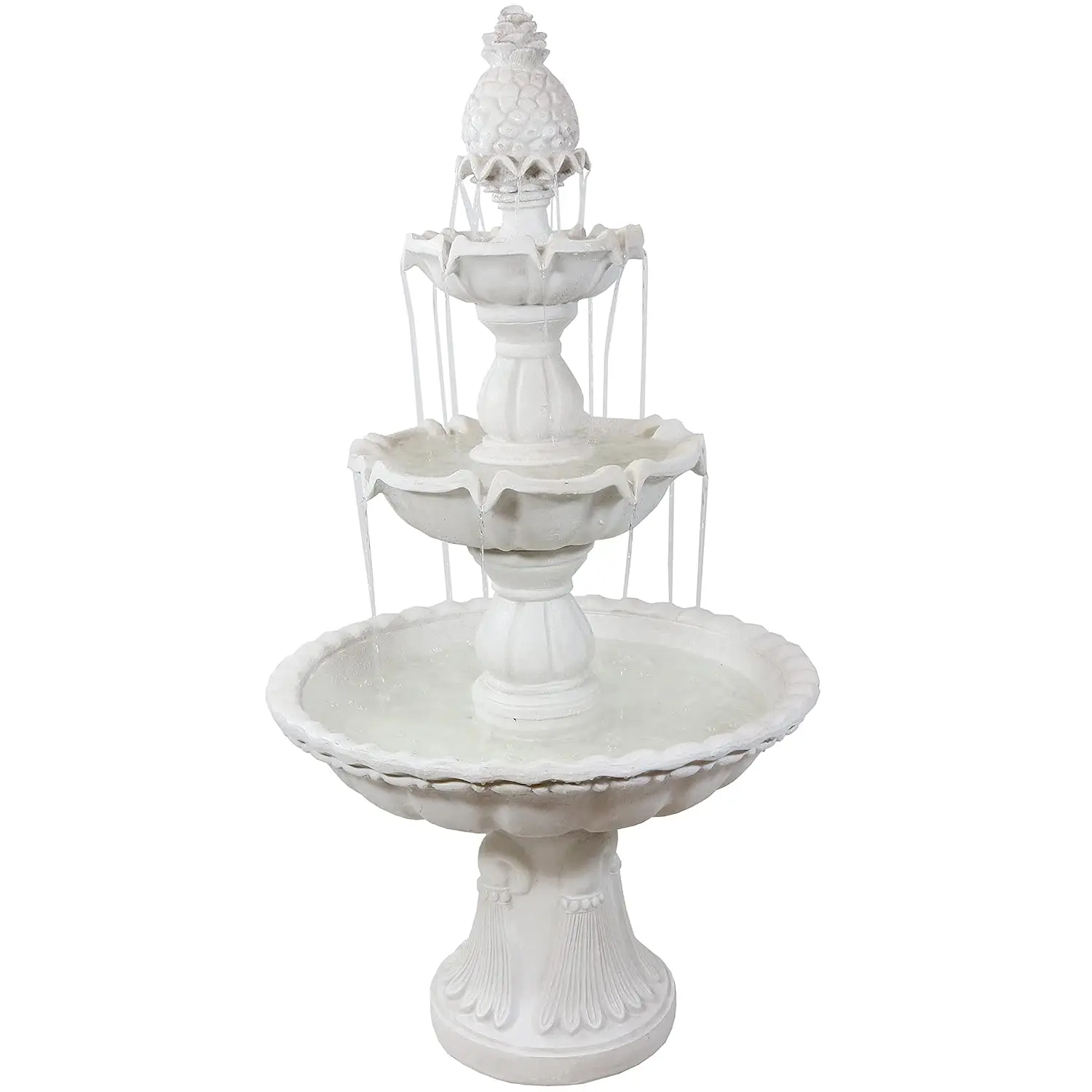 

57" 3-Tier Electric Water Fountain with Pineapple Top for Garden Patio Yard White, Customized