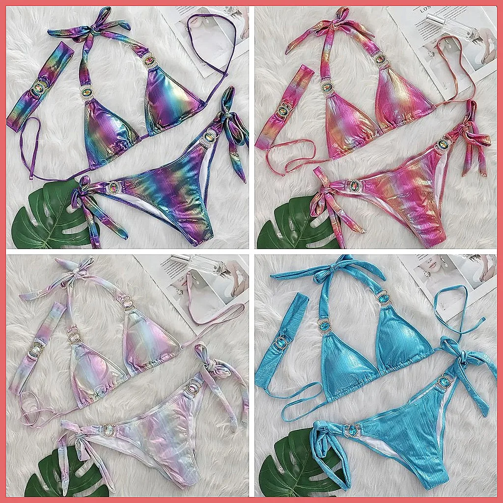

Sexy Rhinestone Push Up Bikini Set 2026, Shiny Women's Swimwear for Beach Pool Party (Characters: 73)