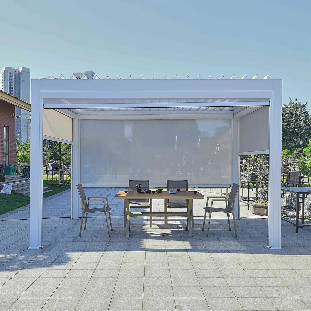 Modern Automatic Patio Canopy Gazebo Outdoor Waterproof Aluminium Pergola Opening Louvred Roof Pavilion