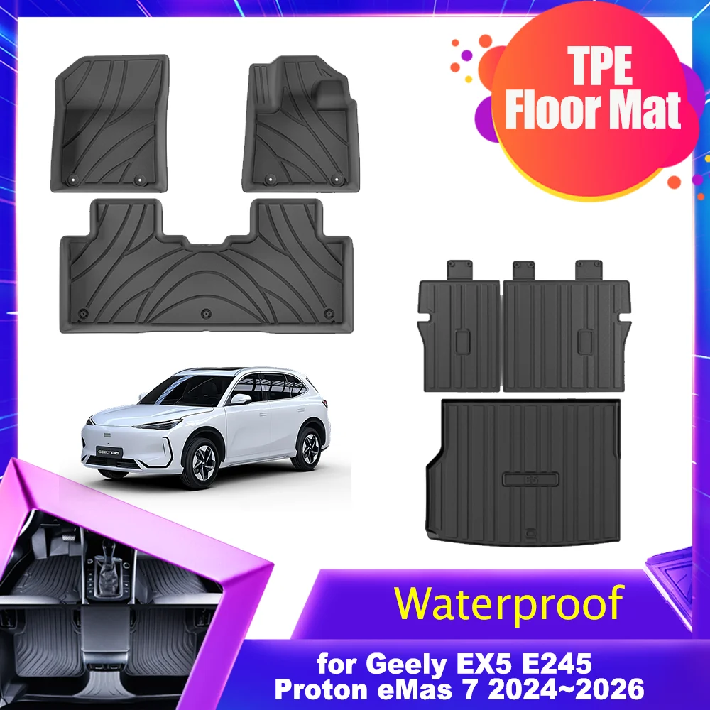 

Автомобильный коврик для Geely EX5 E245 Proton eMas 7 2024 ~ 2026 2025 TPE Liner Багажник Водонепроницаемая нескользящая защитная часть Аксессуары