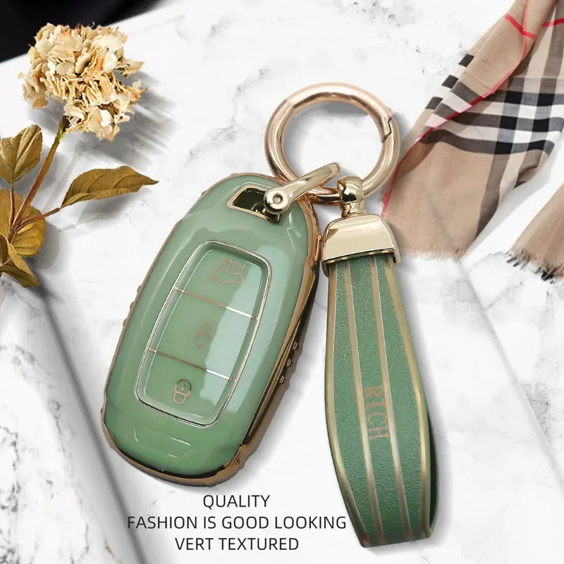 Luxurious Remote Key Case Cover For Hyundai Kona I30 IX35 Solaris Azera Elantra Grandeur IG Santa Fe Palisade Car Accessories - view 3