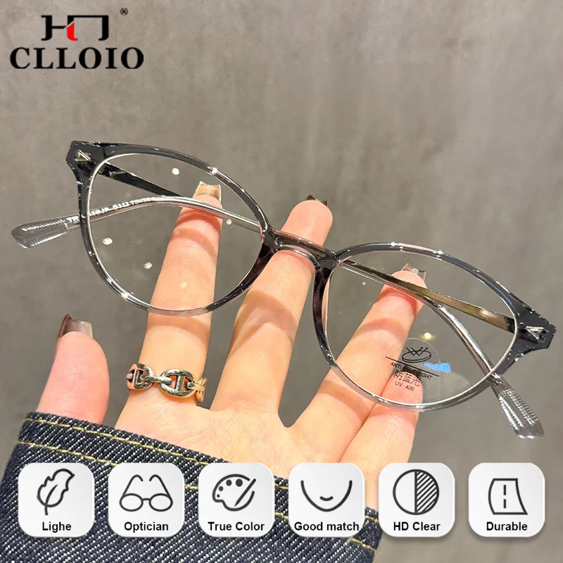 CLLOIO جودة عالية موضة عادية التقدمية وصفة طبية نظارات النساء مكافحة الضوء الأزرق البيضاوي قصر النظر مد البصر نظارات القراءة #3