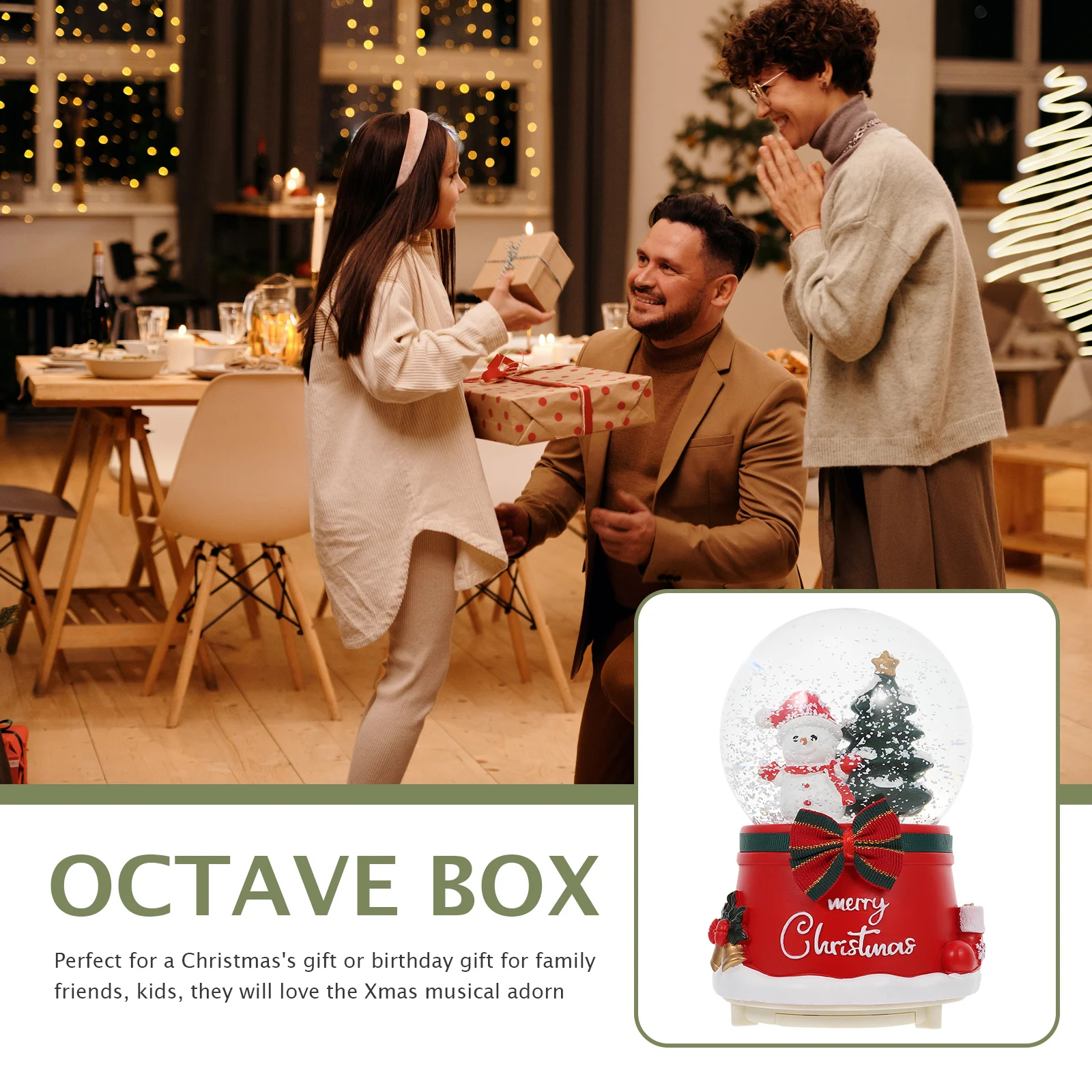 

1pc Christmas Music Box Luminous Rotating Musical Crystal Ball Decorative Home Gift Ornament Kids Family Party Decoration