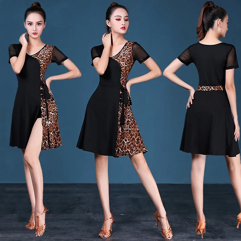Été imprimé léopard jupe grande taille ligne jupe de danse robe de danse moderne robes de soirée porter Costume femme Costume vêtements Latin