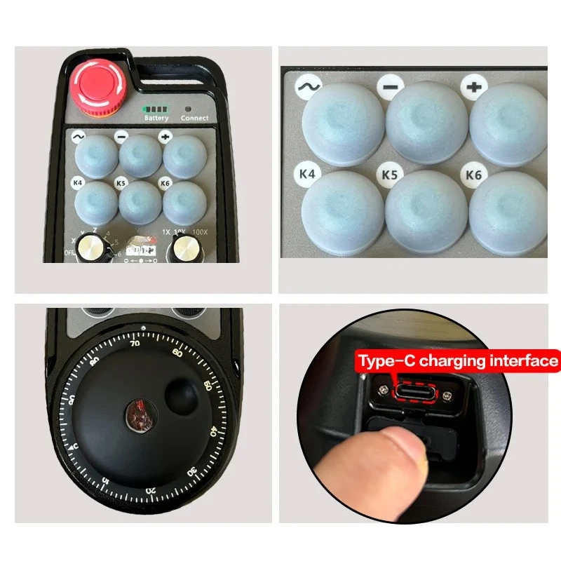 قلادة Mpg لاسلكية قابلة لإعادة الشحن تدعم ما يصل إلى 12 محورًا لنظام التحكم العددي لآلة الطحن العملاقة