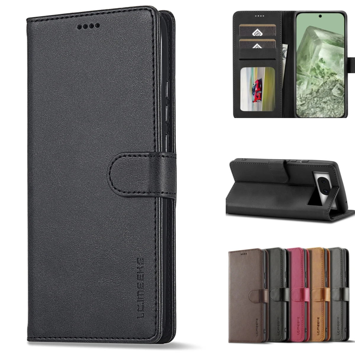 Business Leather Case for Google Pixel 9 Pro 8A 8 7 6 Pro 7A Pixel 9Pro 8Pro 7Pro 6Pro Flip Wallet Card Holder Phone Cover