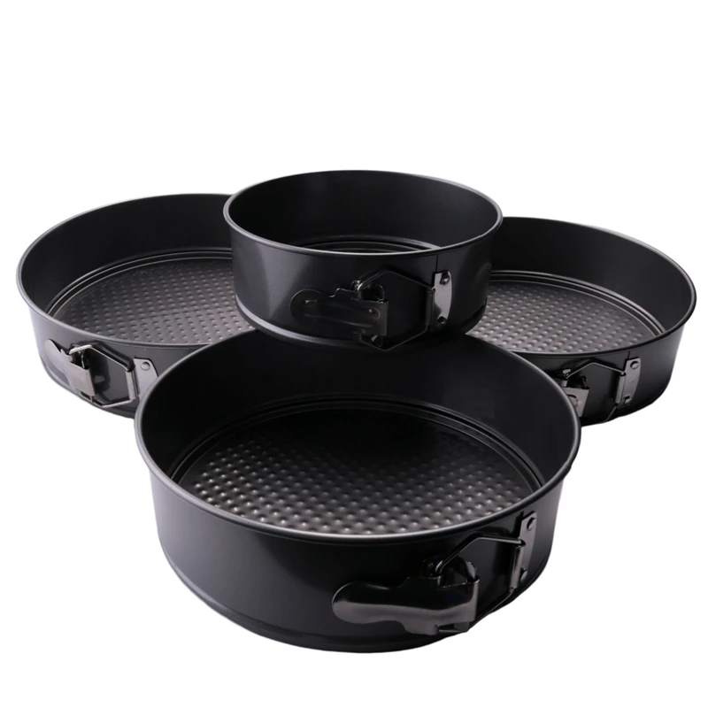 SEWS-4Pcs/Set Cake Pan For Baking Removable Bottom Non-Stick Springform Cheesecake Pan Leakproof Round Cake Mold Cake Pan Set