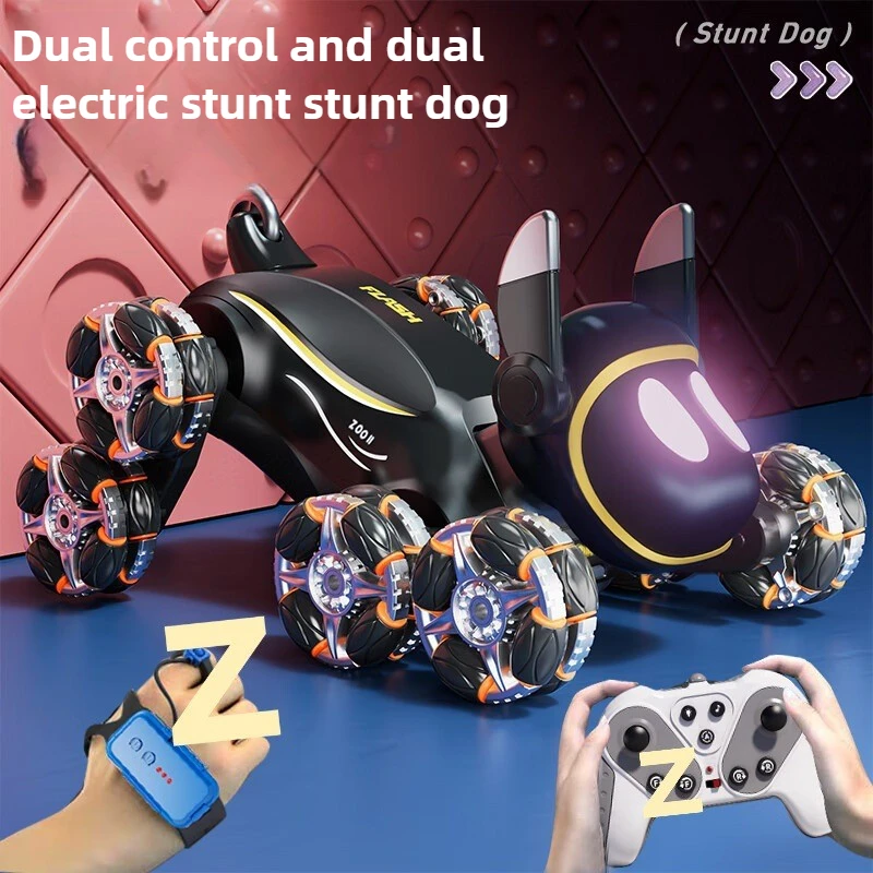 クールなアイテム 面白いギフト-インテリジェントRCロボット犬、リモコンカーおもちゃ、かわいい8輪ジェスチャーデュアルセンシングRCカー、子供向けおもちゃ