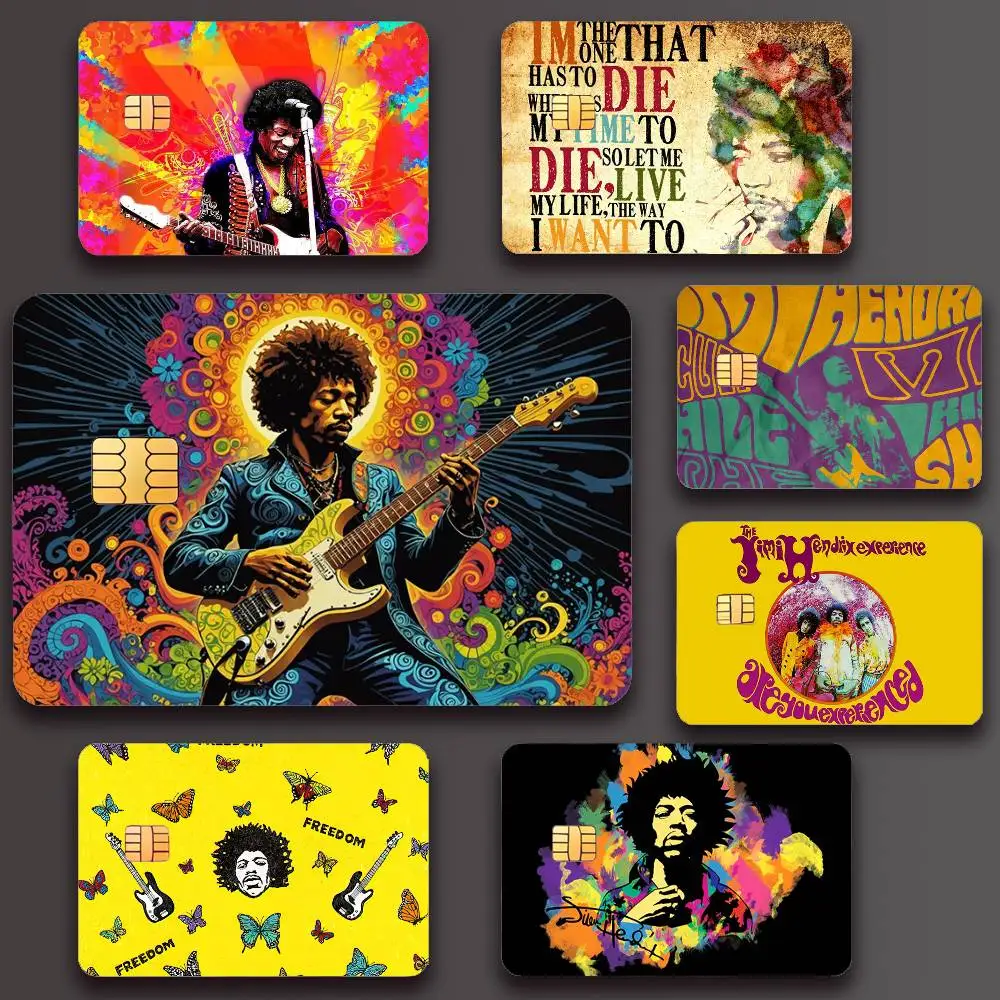 Guitarist J-JIMI H-HENDRIX K Poster Credit Skin Cover Card Stickers 4PCS Film Bus Pass Front Decoration Bank Debit Waterproof