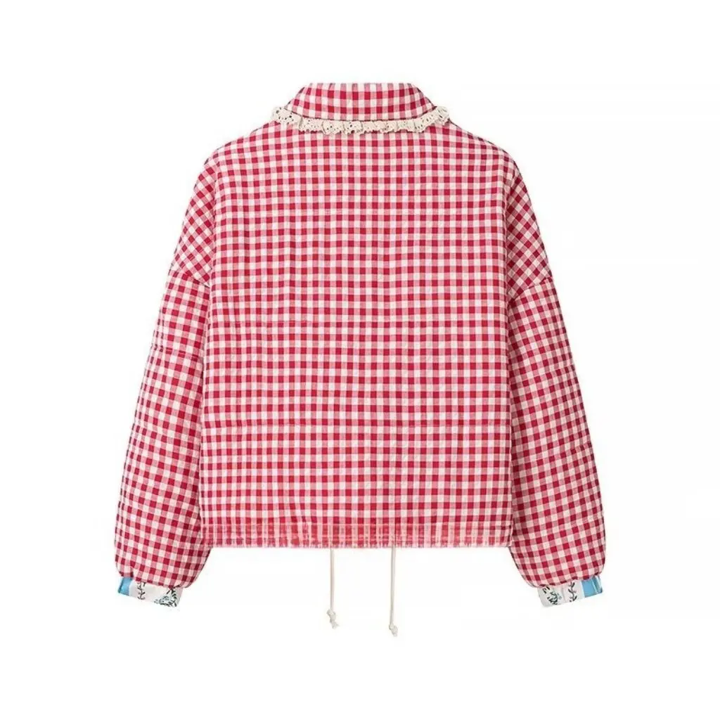 

New Plaid Cotton Coat for Women European And American Style Printed Cotton Clothing Export Fashion