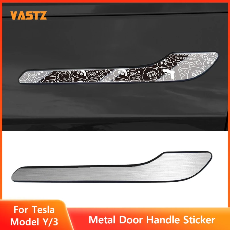 

Metal Door Handle Sticker For Tesla Model Y Model 3 Scratch-Proof Decorative Protector Car Anti-oxidation Rust-Resistant Decal