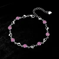 LYEE CYEE 925 Sterling Silver Heart Shaped Bracelet For Women vintage style Pink Moissanite Charm Bracelets Original Party Jewelry - Image 3