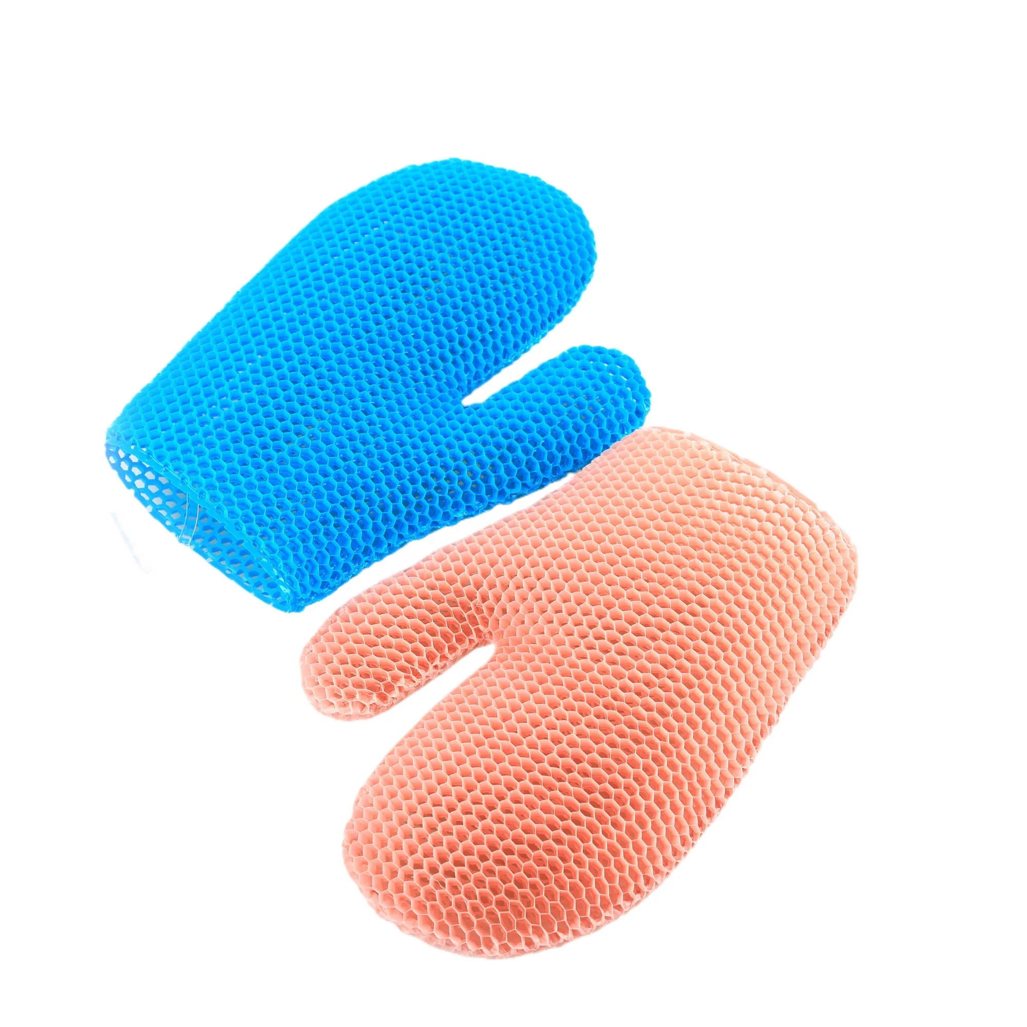 Outdoor TPU Honeycomb Antibacterial Cleaning and Bath Gloves, Exfoliating and Makeup Removing Finger Cots