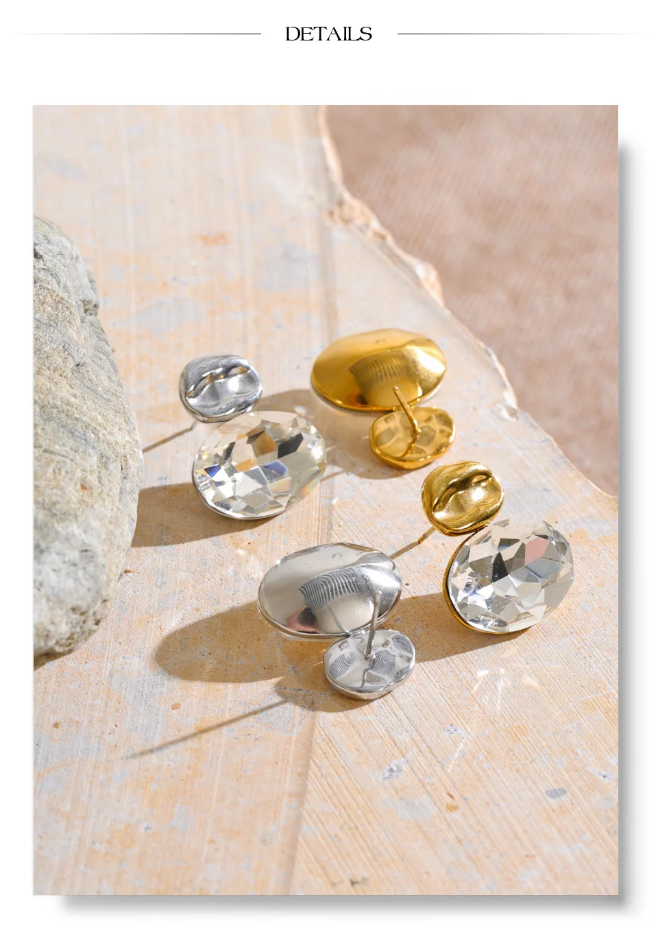Yhpup Edelstahl Kristall Ovale Ohrstecker Hypoallergen Glänzend Neuheiten Stilvoller Partyschmuck Geschenk – Detail 9