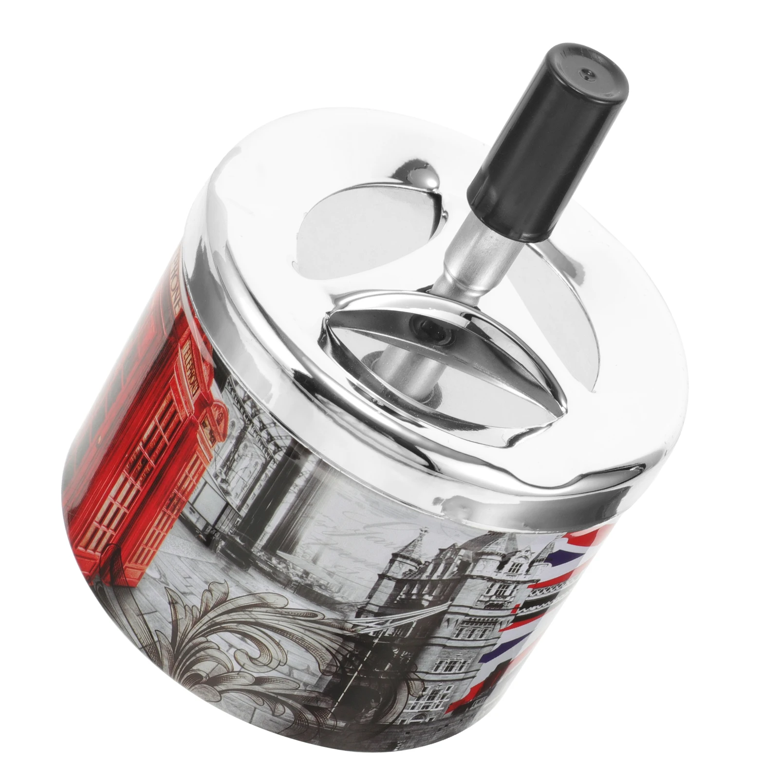 

Automatic Extinguishing Metal Cigarette Ashtray Decorative Tabletop For Home Office Rotating Lid Desktop Ashtray Sturdy